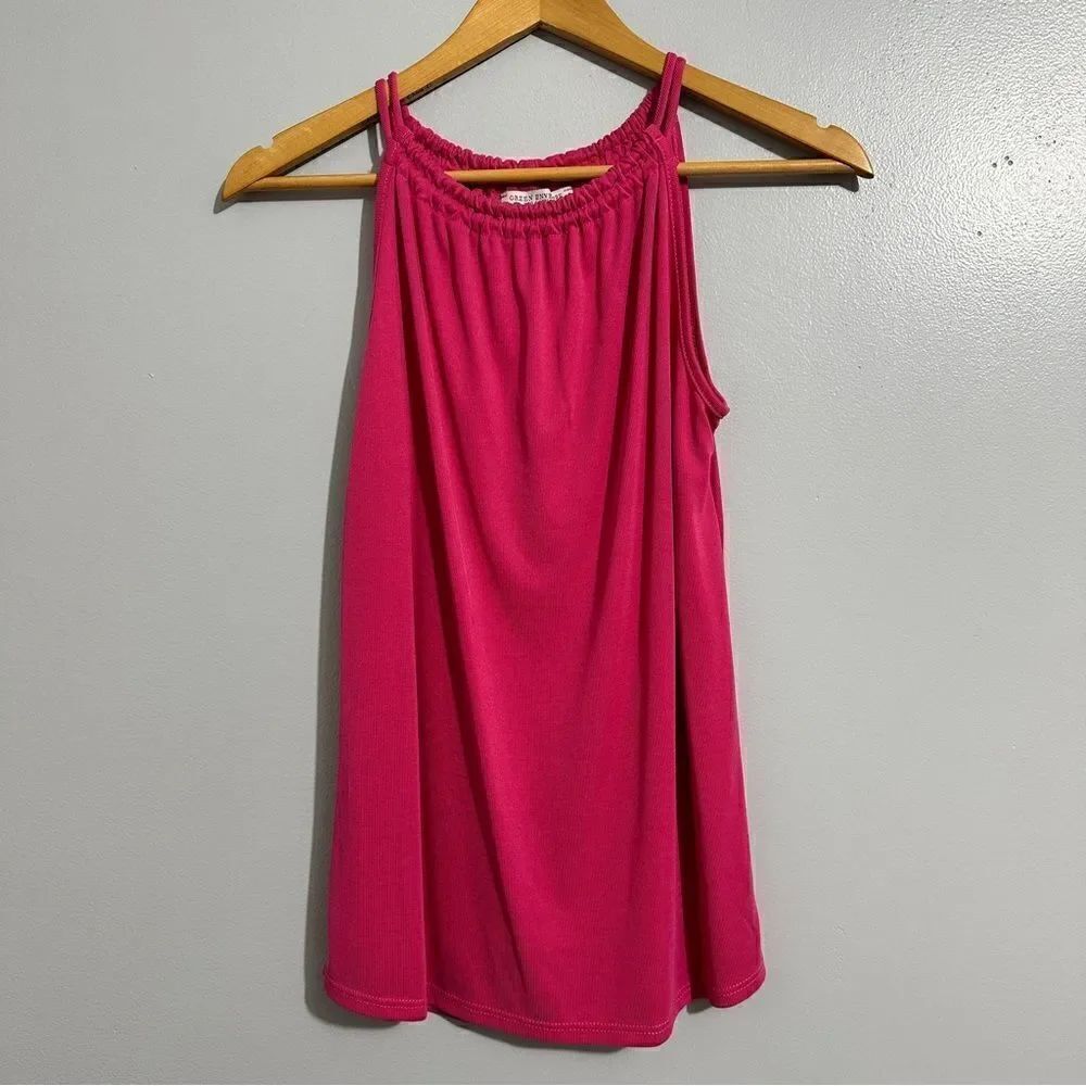 Green Envelope pink halter tank. Size XS